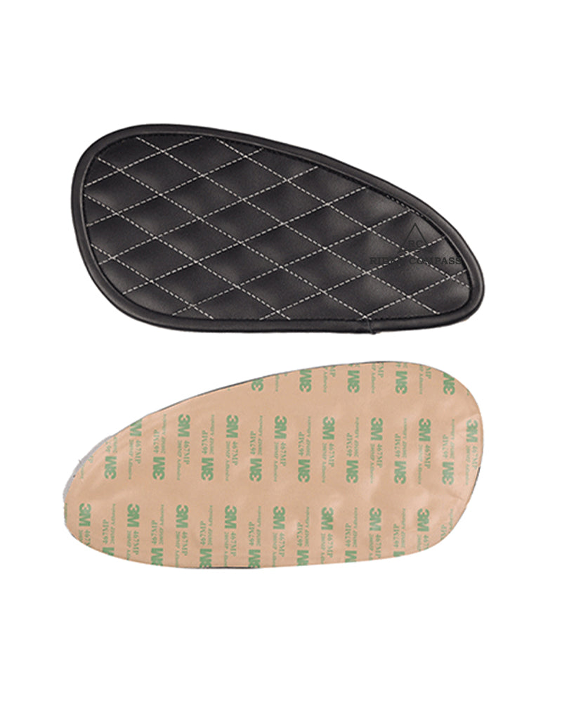 INTERCEPTOR-650 LEATHER TANK PAD, DIAMOND STITCHED - WHITE THREAD