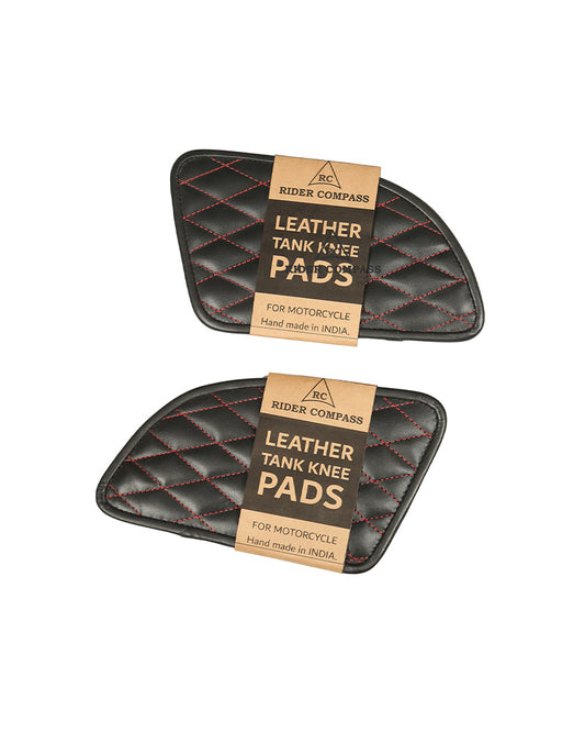 Leather Tank Pad for Royal Enfield Continental GT Diamond Red Stitch