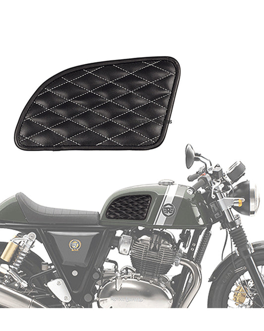 Leather Tank Pad for Royal Enfield Continental GT Diamond White Stitch