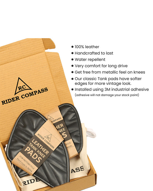 Leather Tank Pad for Royal Enfield Himalayan Union Jack Black Stitch