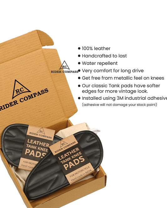 Leather Tank Pad for Royal Enfield Interceptor Red Stitch Union Jack