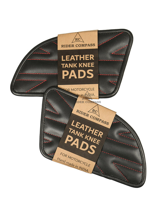 Leather Tank Pad for Royal Enfield Continental GT 650 Union Jack Red Stitch