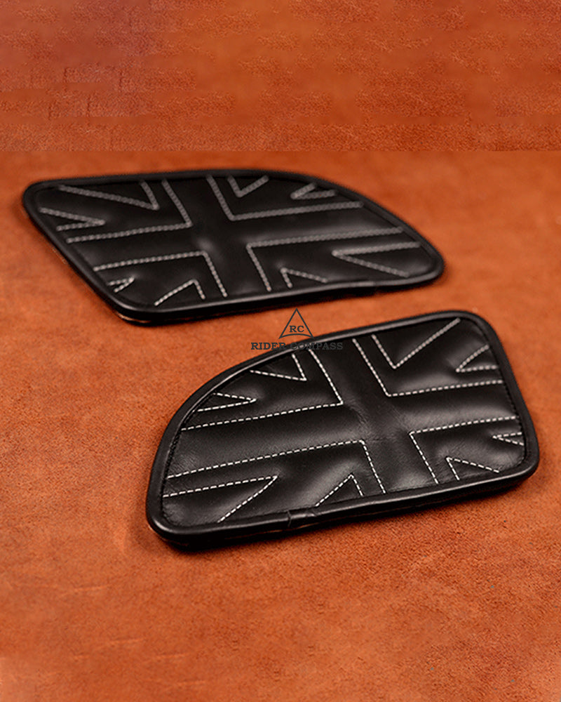 CONTINENTAL GT-650 TANK PAD, UNION JACK STITCHED - WHITE THREAD