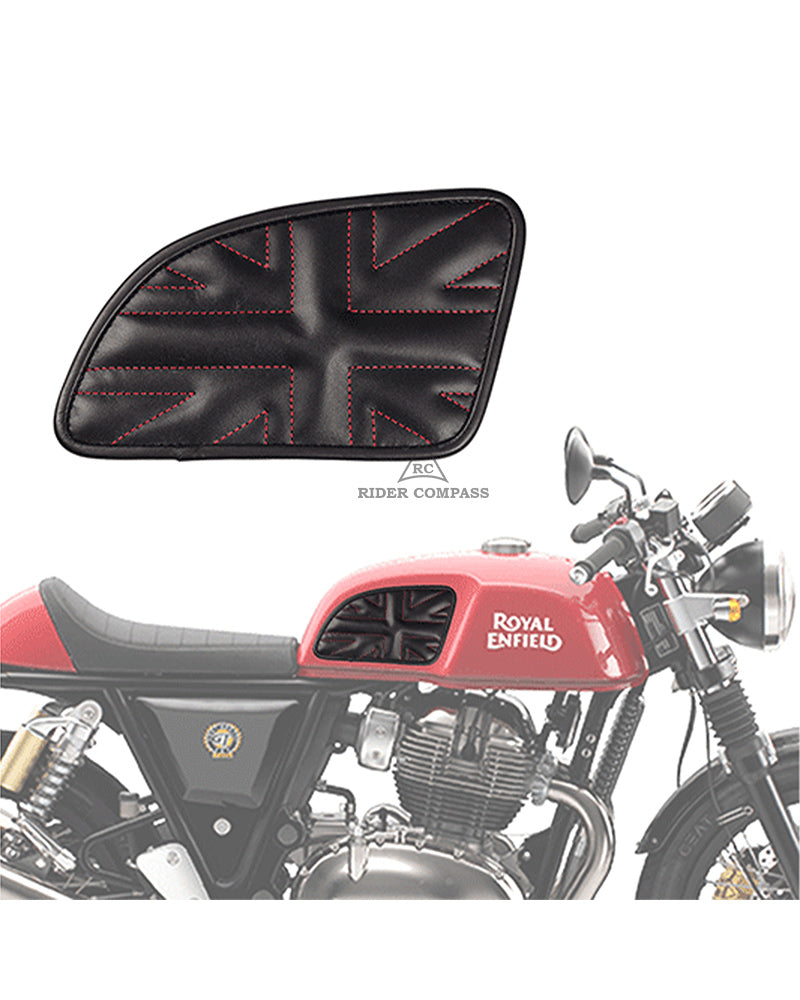 CONTINENTAL GT-650 TANK PAD, UNION JACK STITCHED - RED THREAD