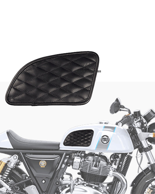 Leather Tank Pad for Royal Enfield Continental GT Diamond Black Stitch