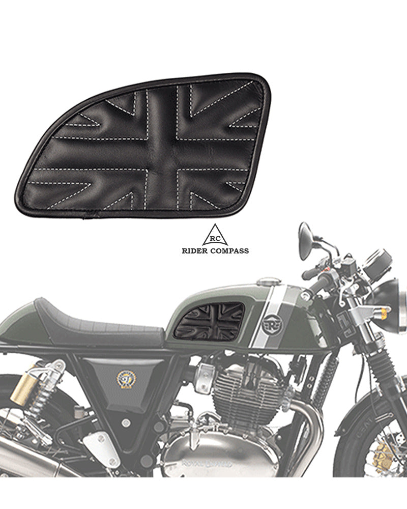 CONTINENTAL GT-650 TANK PAD, UNION JACK STITCHED - WHITE THREAD