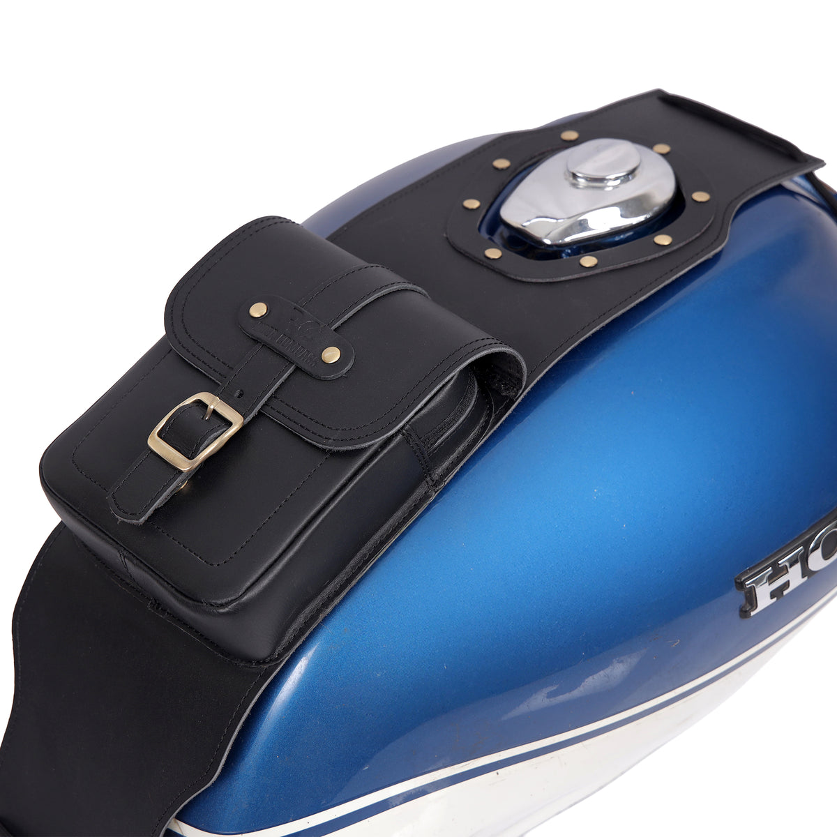 Shop handcrafted real leather motorcycle tank bags with secure zipper pouches, quick-access magnetic buttons, and anti-scratch lining. Available in black and brown with free care kits.