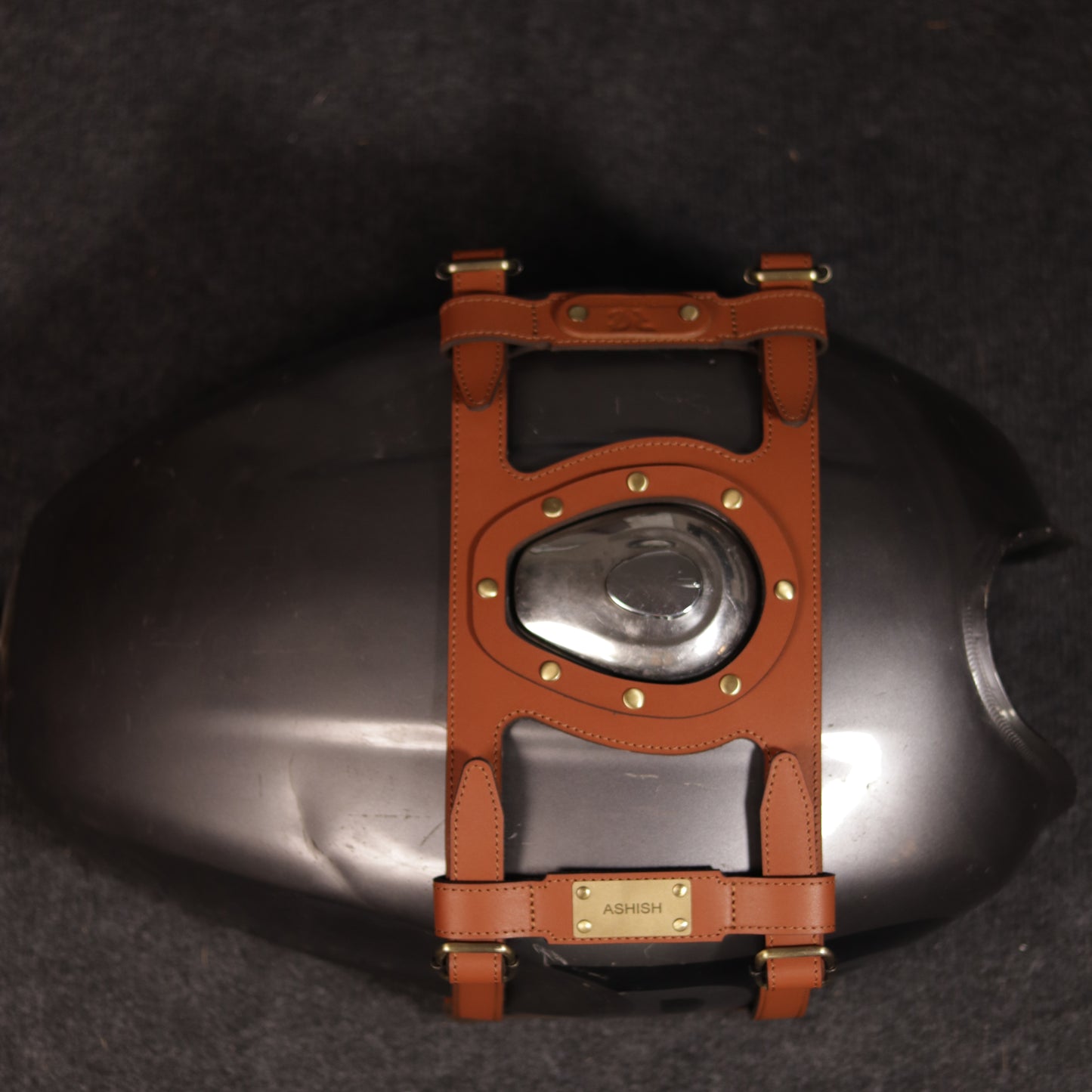 Leather Cross Tank Strap - Royal Enfield Hunter 350