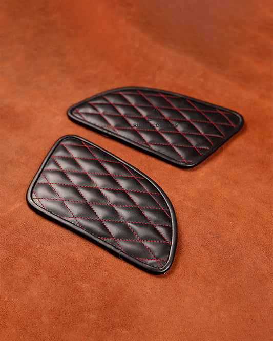 Leather Tank Pad for Royal Enfield Continental GT Diamond Red Stitch