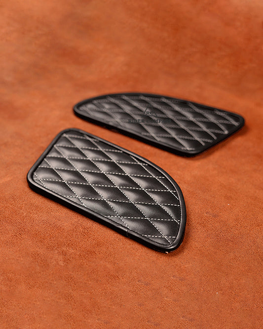 Leather Tank Pad for Royal Enfield Continental GT Diamond White Stitch