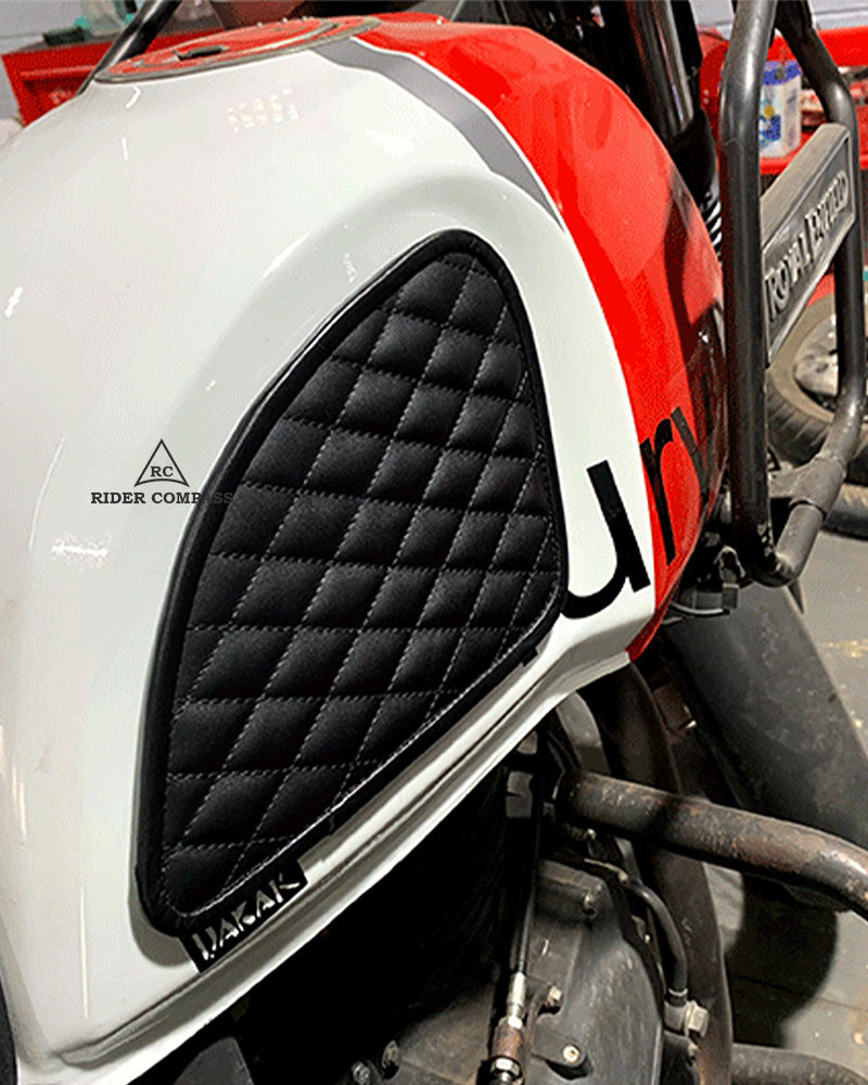 Leather Tank Pad for Royal Enfield Himalayan Diamond Black Stitch