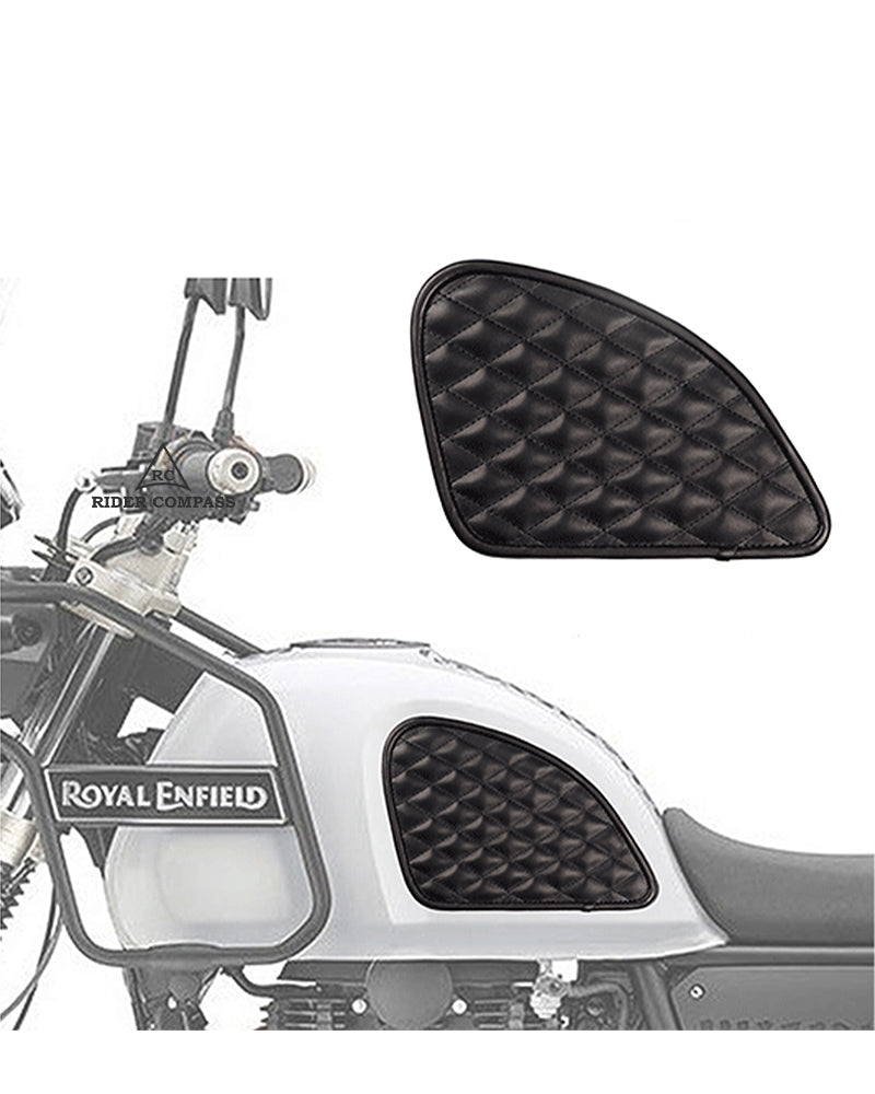 Leather Tank Pad for Royal Enfield Himalayan Diamond Black Stitch