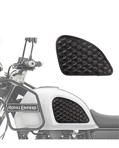 Leather Tank Pad for Royal Enfield Himalayan Diamond Black Stitch
