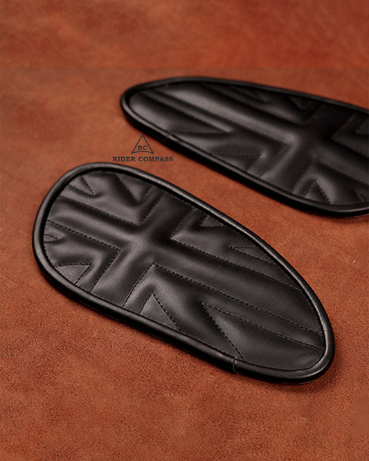 Leather Tank Pad for Royal Enfield Interceptor Black Stitch Union Jack