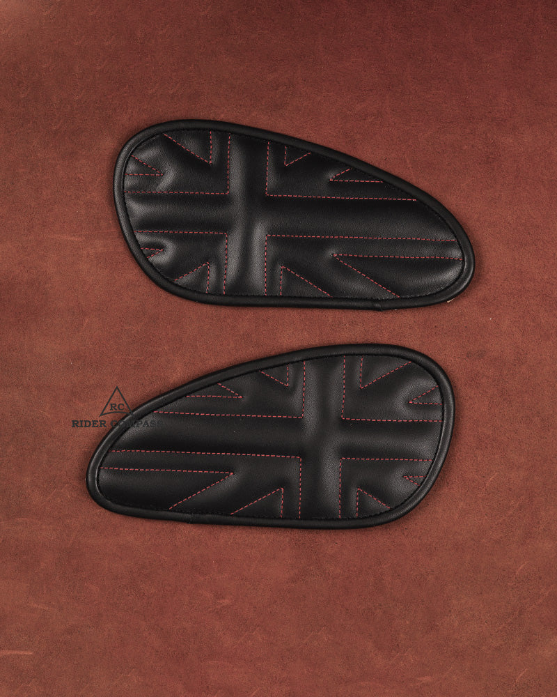 Leather Tank Pad for Royal Enfield Interceptor Red Stitch Union Jack