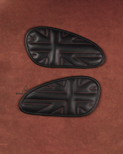 Leather Tank Pad for Royal Enfield Interceptor Red Stitch Union Jack