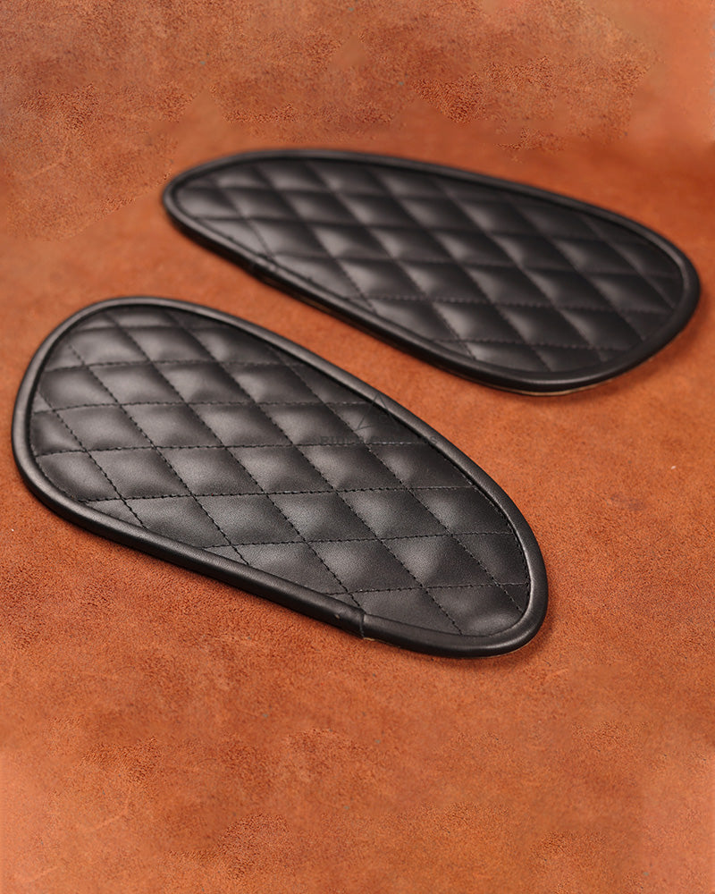 Royal Enfield Interceptor 650 Leather Tank Pad Black Stitch, Black Leather, Ridercompass