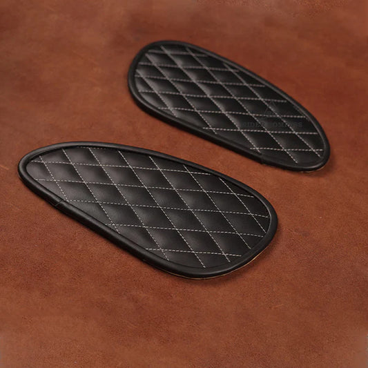 INTERCEPTOR-650 LEATHER TANK PAD, DIAMOND STITCHED - WHITE THREAD