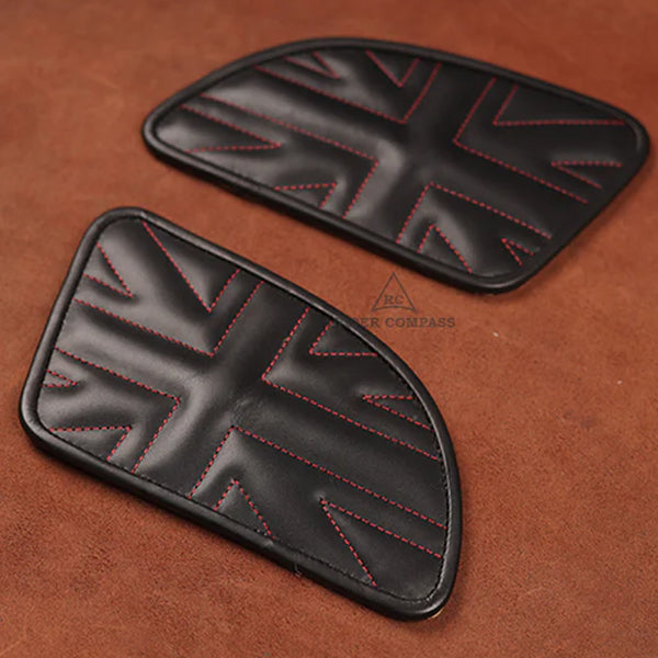 CONTINENTAL GT-650 LEATHER TANK PAD, UNION JACK STITCHED - RED THREAD