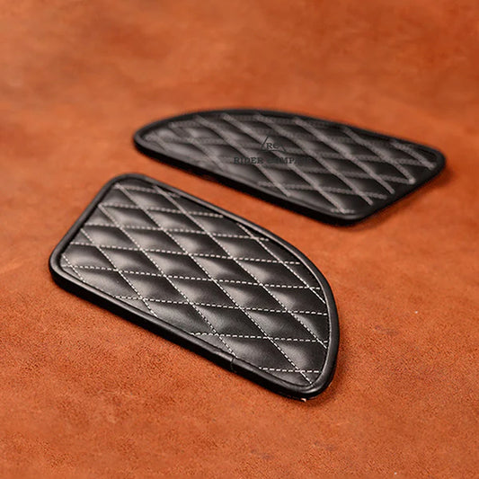 CONTINENTAL GT-650 LEATHER TANK PAD, DIAMOND STITCHED - WHITE THREAD